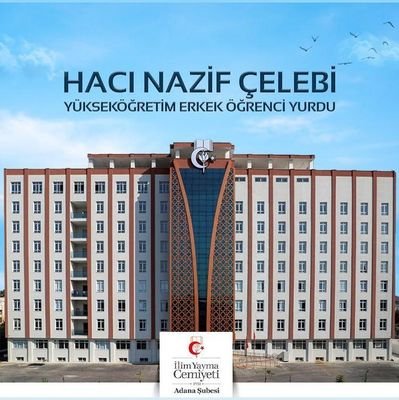 iychacinazif's profile picture. İlim Yayma Cemiyeti Adana Şubesi Özel Hacı Nazif Çelebi Yükseköğretim Erkek Öğrenci Yurdu Resmi Twitter Hesabıdır. İletişim: 0539 577 67 37