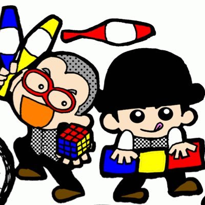 共に京大卒のボケ・ツッコミ満載の漫才ジャグリングコンビ!ルービックキューブと呼ばれるオモチャで絵を描くキューブアーティストでもあり、2020年10月末、日本初のキューブアート展を開催!(最後の晩餐には3600個のキューブを使用しています)