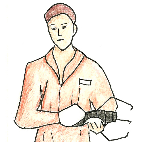 Test subject at Aperture Science. Apparently going for the record for most written reprimands on his file.