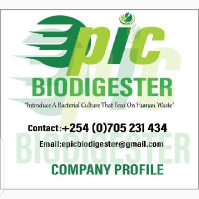 Epic biodigester is a company that specialize in waste treatment and management using  bacteria culture that feeds on human waste converting it to water.