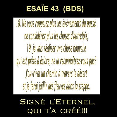 Jean 10:10
Le voleur vient seulement pour voler, pour tuer et pour détruire. Moi, je suis venu afin que les hommes aient la vie, une vie abondante.
~Signé Jésus