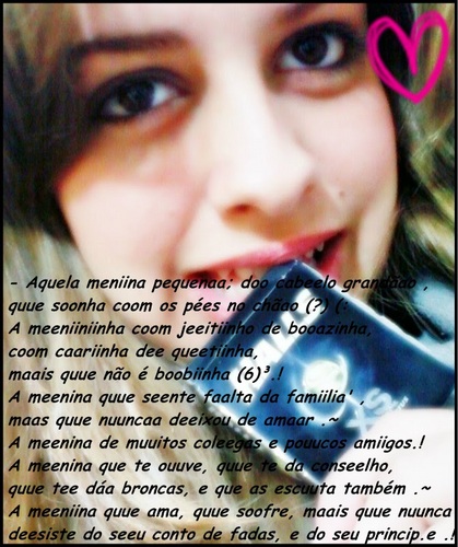 ~*o que eu deveria dizer sobre mim ? não vou fazer propaganda enganosa, e também não vou induzir opiniões... ~* portanto, tire suas própias conclusões... xD