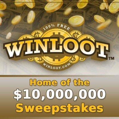 Winloot is a free sweepstake https://t.co/V3GgCoWhXW prizes are $16500/monthly for life and $10,000,000! We also guarantee a $250 winner daily! (only official twitter page)