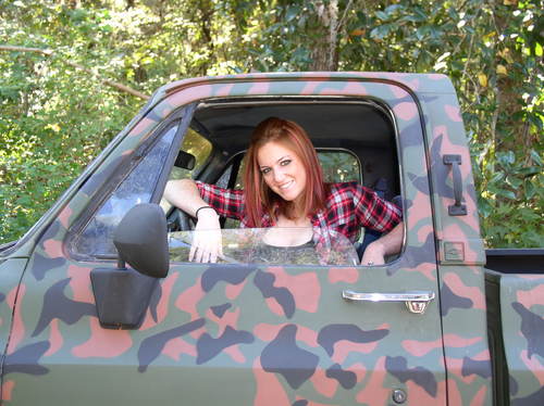 Truck Stencils is a do-it-yourself, patented invention that uses magnetic painting stencils for a hunter to paint a camouflage design on their hunting vehicle.