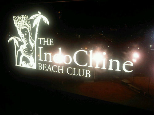 An outdoor area at IndoChine Jakarta with swimming pool and great city light view ;))@fxsudirman 8th fl, for rsvp : 021 25554545 ;))