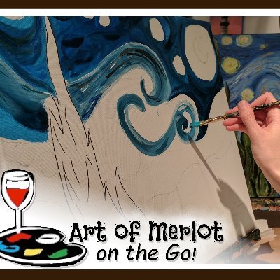 'Art of Merlot on the Go!', is a Mobile Art Studio, great for Girls Night, Date Night, Birthdays, Corporate, Private, and Holiday Parties, etc.