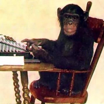 Monkey bashing a typewriter