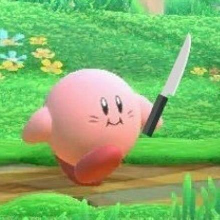 soy Kirby con cuchillo, me gustan los gatitos y tengo un gatito