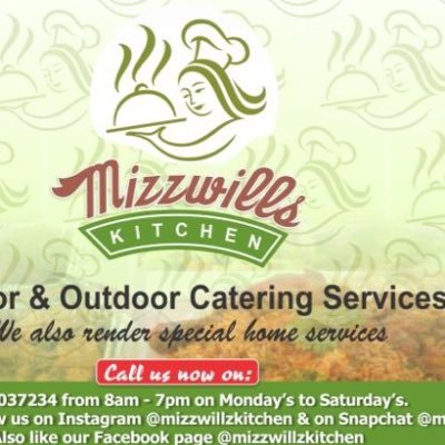 Welcome to Mizzwillskitchen. Nice Ambience. Lovely African delicacies, intercontinental dishes and platters, we also cater for events. call 07087007514. Abuja