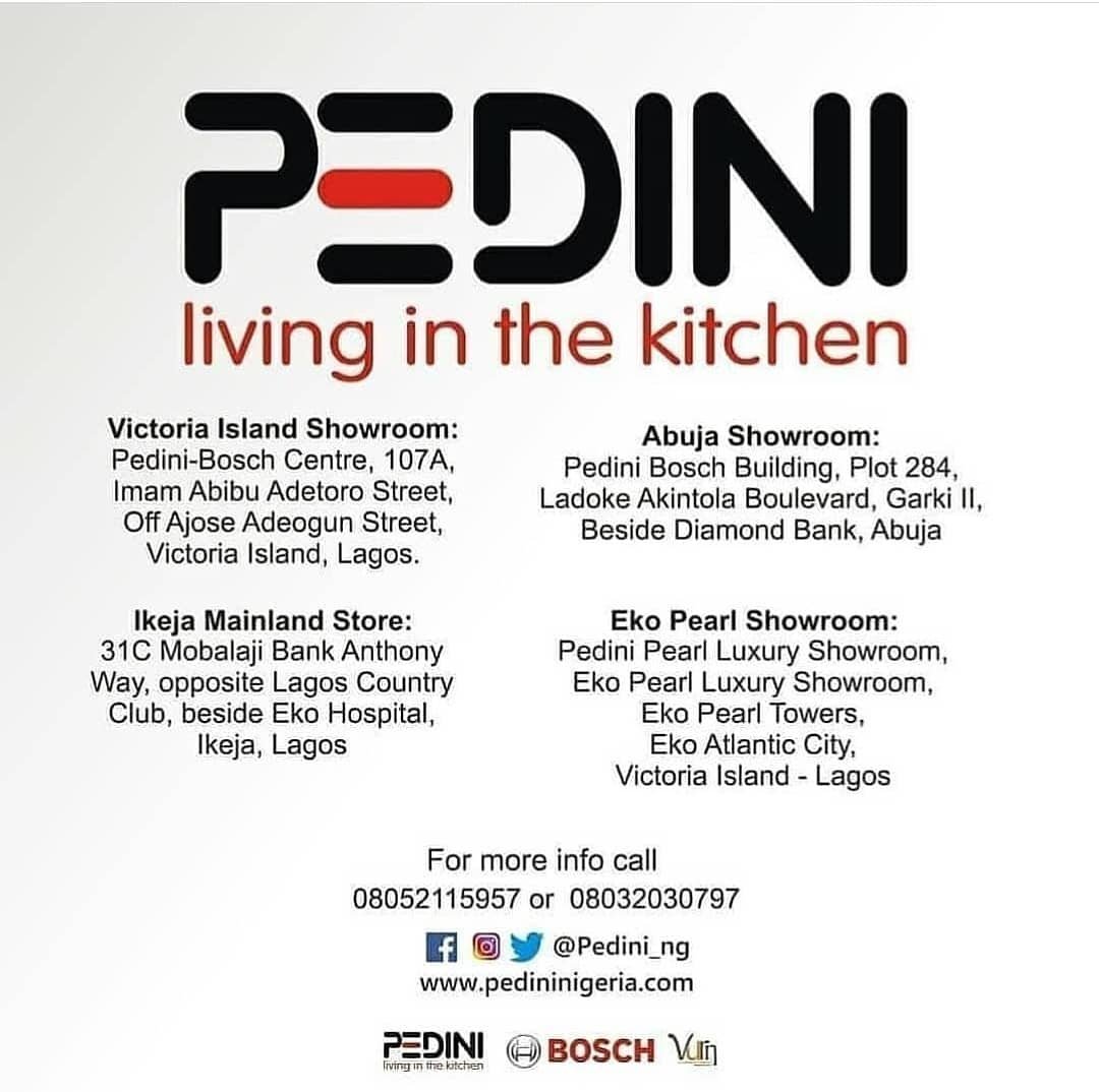 PEDINI Nigeria is the exclusive dealer of BOSCH, SIEMENS and GAGGENAU home appliances (freestanding and integrated appliances) for Nigeria.