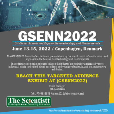 2nd Global Summit and Expo on Nanotechnology and Nanomaterials (GSENN2022) will be held in Copenhagen, Denmark during June 13-15, 2022.