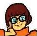 A cross between Daphne and Velma in Scooby Doo.