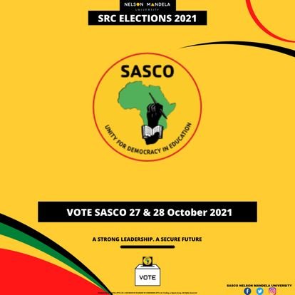 Official Twitter Page for SASCO Nelson Mandela University | FB: SASCO Nelson Mandela University | Instagram: sasco_mandelauniversity