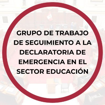 Grupo de trabajo de seguimiento a la declaratoria de emergencia en el sector Educación del Congreso de la República del Perú. 

Coordinadora: @FlorPabloMedina