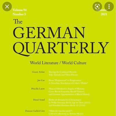 Flagship US journal of German literary and cultural studies. Edited by Hester Baer & Karin Schutjer. Book review editors Necia Chronister & Elliott Schreiber.