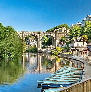Knaresborough is an historic market town in Yorkshire, England. Stunning river views, castle, Mother Shipton, traditional market, indie shops, cafes, galleries.