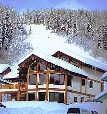 Kodiak Timber Lodge, log post and beam chalet. Best ski in ski out at Sun Peaks Resort, BC,  Canada