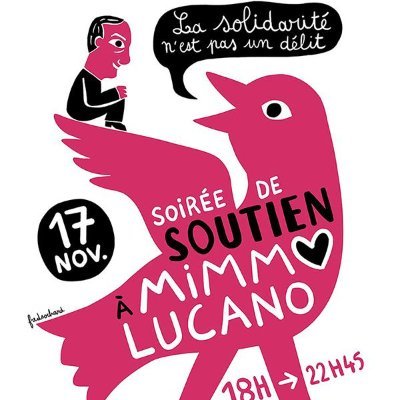 Soirée de soutien à Mimmo Lucano et ses camarades de lutte
Mercredi 17 Nov 2021
18h/21h45
Bourse du Travail
Paris
En présence de Mimmo
Visuel : Fred Sochard 💖