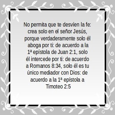 Soy creyente del Señor Jesús, lo que me implica solo tener fe en él, y únicamente seguir sus enseñanzas.