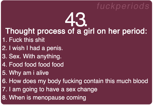 fuck_periods's profile picture. 'Cause all bitches hate their periods.

Based on http://t.co/h3LsXCKYNR