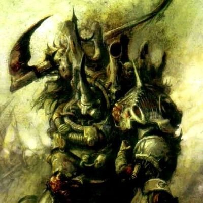 Herald of the plague father Nurgle, host of the Destroyer Hive, First Captain of the Death Guard space marine legion, commander of the battleship Terminus Est.