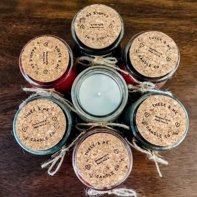 Our candles and wax melts are made from 100% soy wax made from soy beans grown in Midwest. Non toxic,Clean scents hand poured by me and my three little helpers.