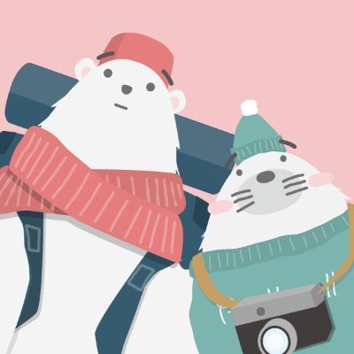 Polar bear🐻❄️ and Sealion🦭 from the picture book📖, The Aurora Borealis Hunting. シロクマくん🐻❄️が親友のアシカくん🦭とオーロラを見る旅に出る絵本「オーロラハンターズ」❤️✨❄️☃️