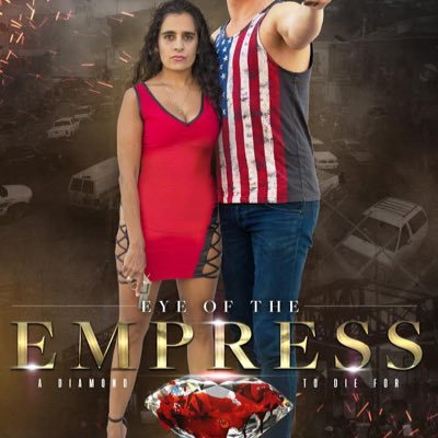 Unique movie poster art of action film series “Eye of the Empress” which is about action heroine, Skylar’s quest to find the Empress diamond.