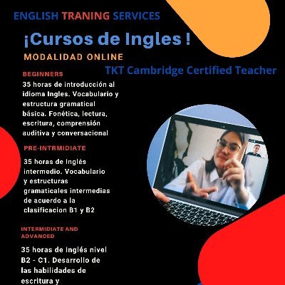 English Teacher 15 años de experiencia. Cambridge TKT Cert.  Duo Lingo Cert.  Reading,  writing, listening  y speaking. Enseñamos Niveles A1, 2 B1,2, C1🇻🇪