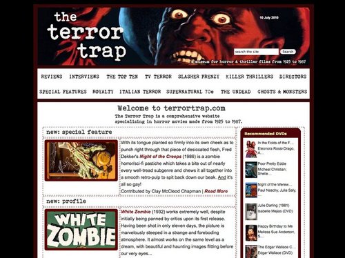 Website specializing in vintage horror films made between 1925 and 1987. Features interviews, special features, retrospectives, and much more.