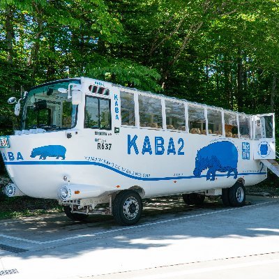 山中湖に来たらKABAバスに乗ってけし！富士急バス所属の青いカバです🦛