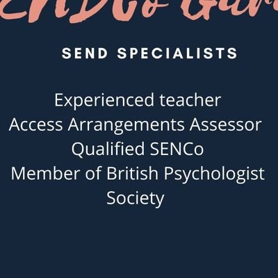 Available services -Access Arrangements, Educational Report Writing, EHCP Advice. 
Qualifications - National SENCo Award, CPT3A.