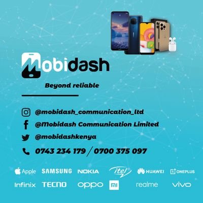 mobidashkenya's profile picture. Dealers in Mobile phones & all phone Accessories.  NAIROBI CITY CENTRE MALL, RONALD NGALA STREET, MEZZANINE FLOOR, SHOP A10 & A11. NAIROBI or contact 0743234179