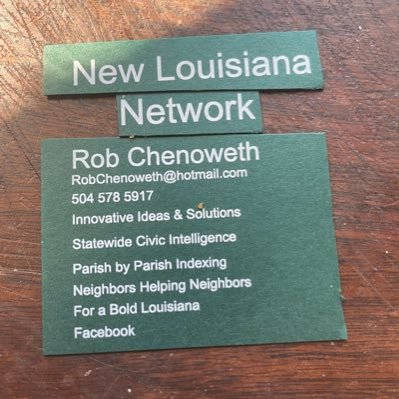 Founder Néw Louisiana Network. Citizens working together to birth a revolution of ideas, initiatives, innovation, education and cooperation!