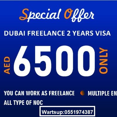 UAE Residence or Freelance or Azad or Partner Visa of DUBAI.
We are offering very competitive price & services for 2 Years Visa & 3 Years Visa.