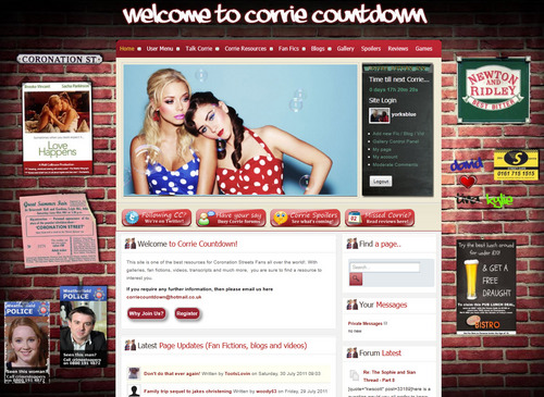 The best Corrie resource on the web, with spoilers, reviews, fics, breaking news , blogs, forums. Made by Corrie fans for the community. 100% free, no ads