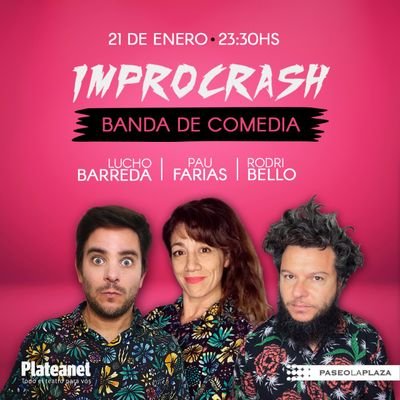 🗓️ Próximos shows Viernes 21 de Enero, 18 Febrero, 4 y 25 Marzo 23:30 hs @paseolaplaza
Clases de impro 
📧 cursos@improcrash.com.ar