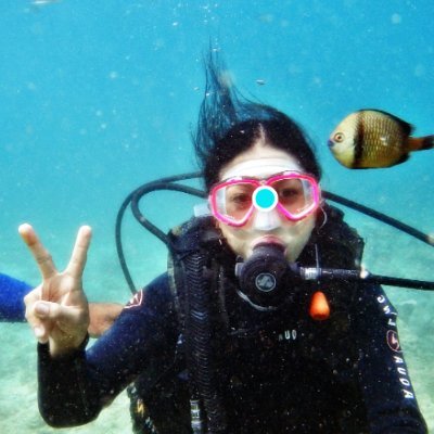 Happiest when in scuba diving.