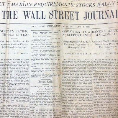 Original Wall Street Journal from June 6, 1931. Over time will post every page. Follow to see what we find as we go through this historical record.