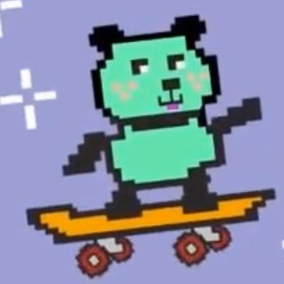 little green panda bear on a skateboard