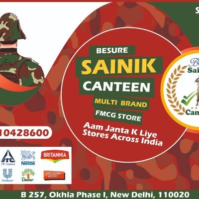 BeSure Sainik https://t.co/5ltgeQCiUD.  https://t.co/vkbtCYIjvZ. --a multi brand fmcg store . accros India for defence personnel’s