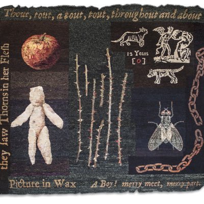 Textile/tapestry artist exploring narratives of witch-prosecution & persecution.