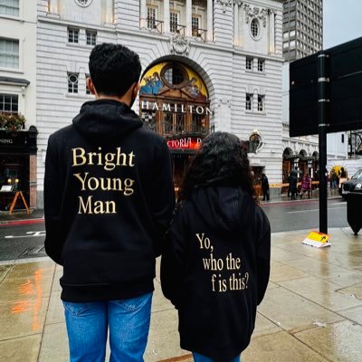 Brother and sister. Huge fans of Lewis Hamilton and Hamilton the musical. We love to sing and dance and recently started designing our own t shirts.