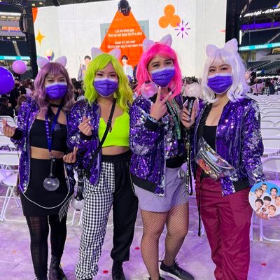 Hi! We are BTSistuhs!! Our boys brought us closer together 💜 The sisters in the purple sequin jackets. 💜💜💜