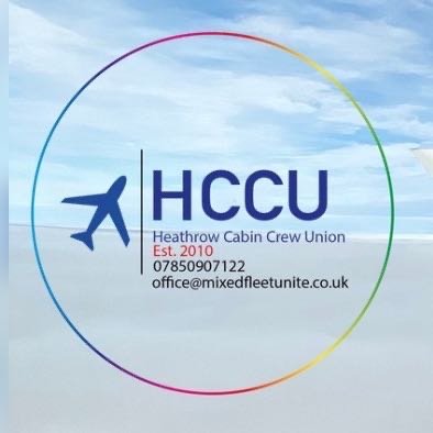 Official Twitter account of the Heathrow Cabin Crew Union (HCCU) branch of Unite the Union - British Airways Heathrow Cabin Crew. Retweets are not endorsement.