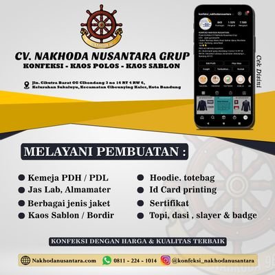 Pusat Produksi Konfeksi
| #JAKET #KEMEJA #KAOS #TOPI #ALMET #JERSY
Lokasi : Bandung, Jawa Barat
link WA👇👇