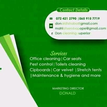 Marketing director of Don cleaning superior deals with commercial and Residential cleaning bookings WhatsApp 0794212790