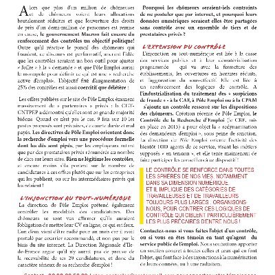 Appel à témoignages et à AG du 10 février sur le contrôle et les radiations (CAF, Pôle emploi). Egalement au 0609665620