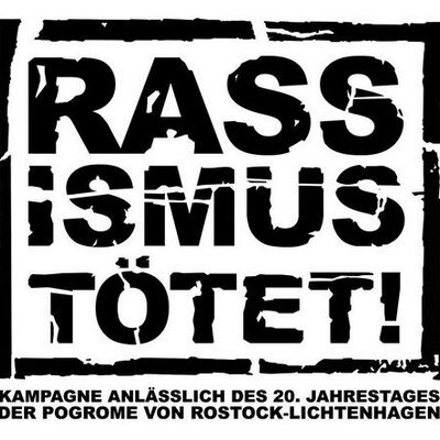 Ersatz-Account @RASSISMUSTOETET
Die Kampagne RASSISMUS TÖTET thematisiert kritisch die rassistischen Pogrome Anfang der 90er sowie aktuellen Rassismus.