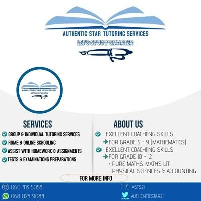 This is our official Account for Private Tutoring Services, you are free to contact us if you need tutorial lessons or anything related to business.